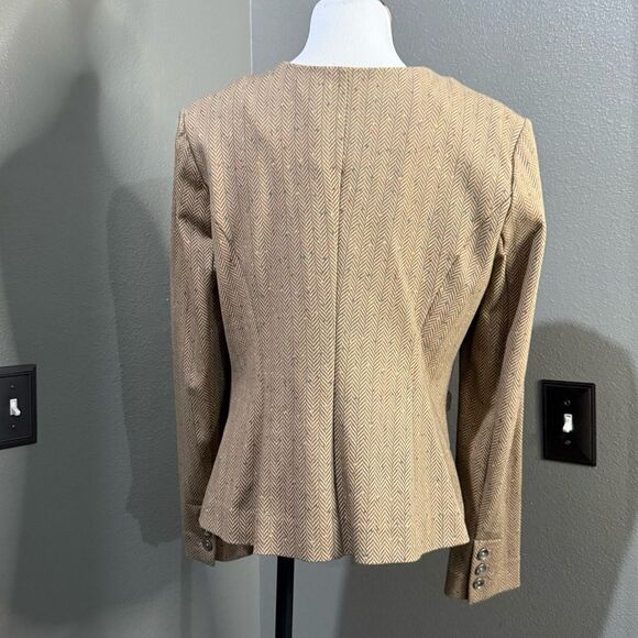 Cabi Penny Brown Herringbone Collarless Blazer Jacket #3170 - Picture 7 of 12